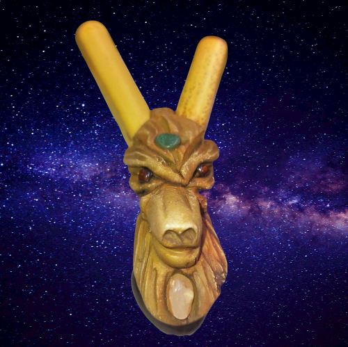 Kuripe Bambu WOLF Totem Amulett mit Steinen, mächtigen