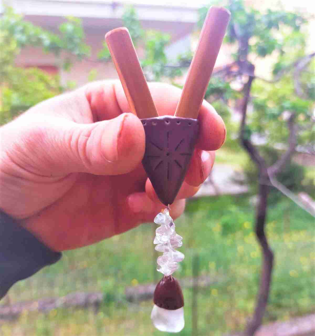 Kuripe-bambu co pietraPendente Quarzo bianco