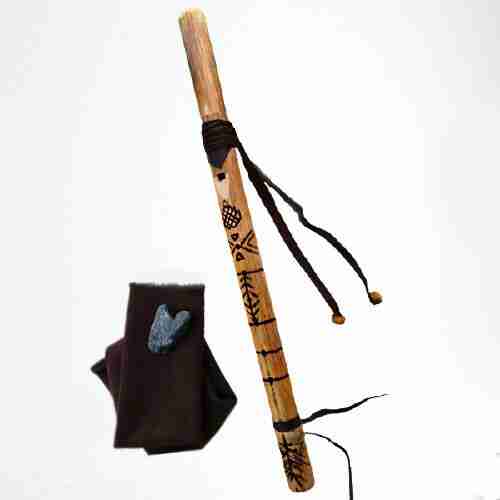 Flauto-Siyotanka-Vischio-Homemade-Nativo-Sciamanico-Pentagonale-Con-Custodia- 4