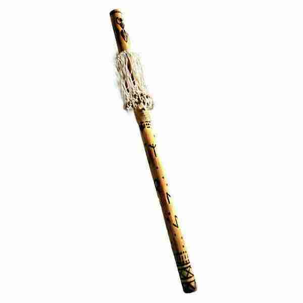 Sonaglio RainStick Shaman in Bamboo, Fatto a Mano con Rune Norreniche Loki
