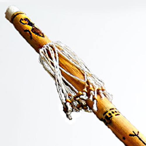 Sonaglio RainStick Shaman in Bamboo, Fatto a Mano con Rune Norreniche Loki