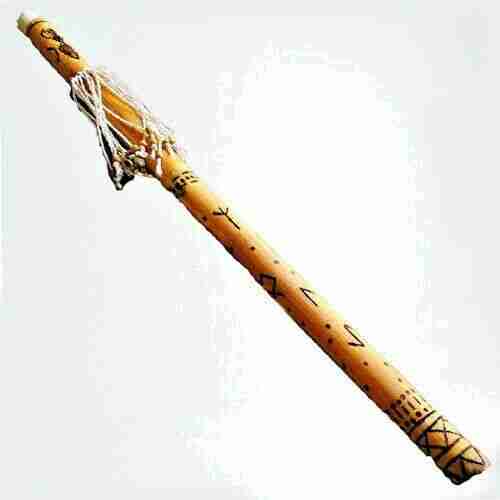 RainStick rassel Schamane in Bamboo, handgefertigt mit Runen Norreniche Loki